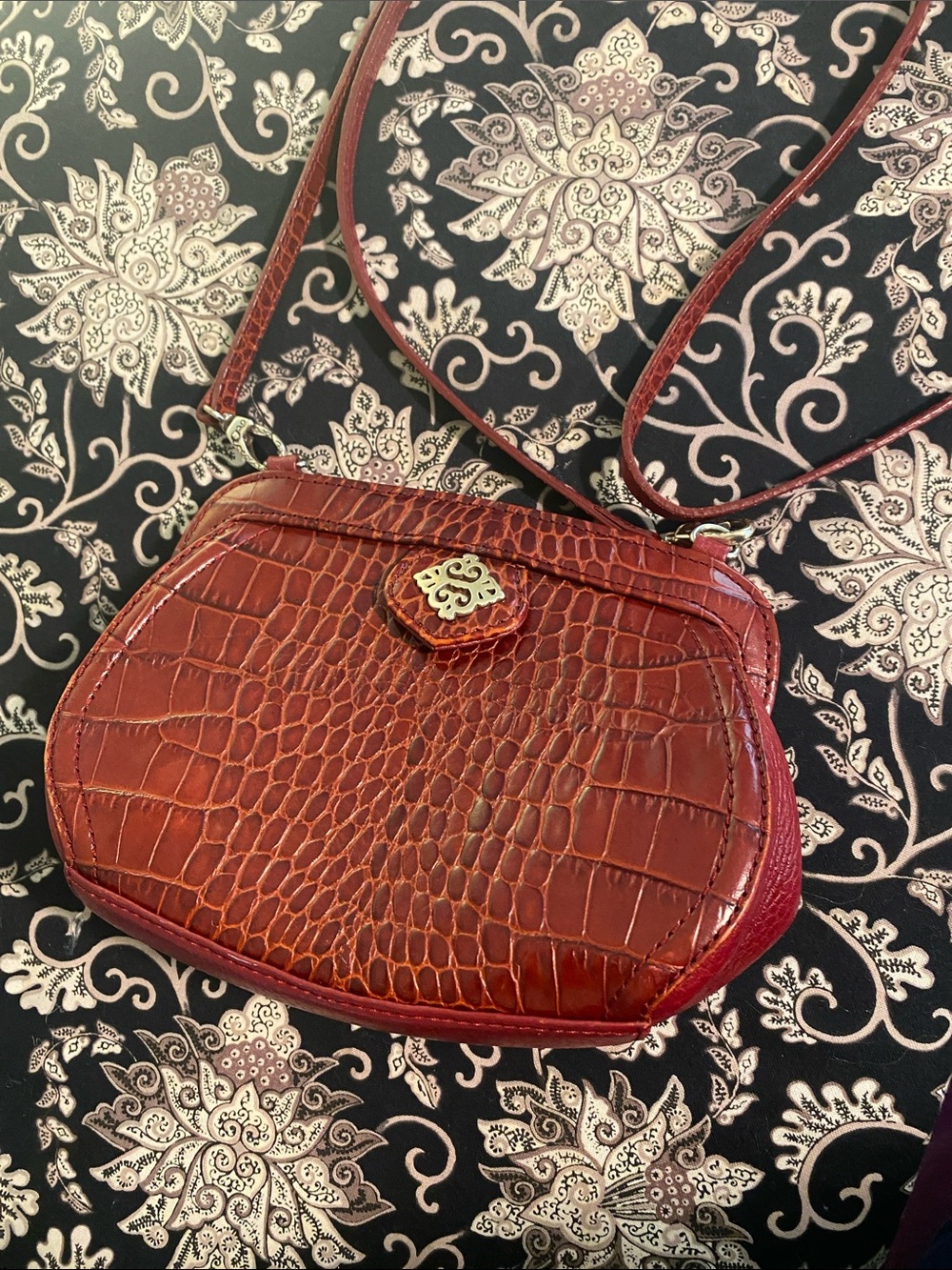 Brighton Croc-Embossed Crossbody Bag in Red